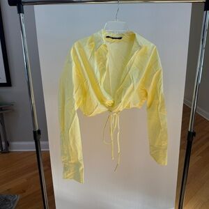 Zara Light Yellow Wrap Blouse